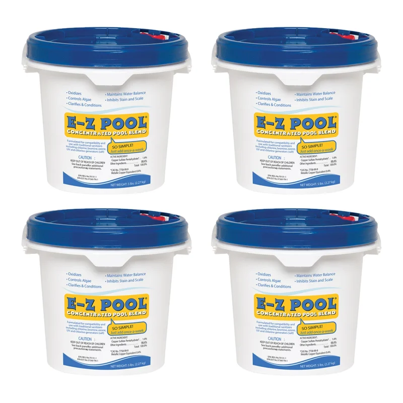 EZ Pool EZP05 5 Lb Concentrated Algaecide Swimming Pool Treatment (4 Pack)