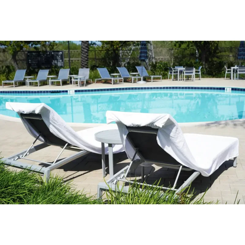 FatTowels Elastic Back Terry Cloth Chaise Lounge Cover 46" x 96" (10 Pack) | Soft & Secure Pool Chair Towels White