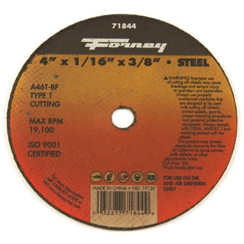 Forney Industries Inc 71844 Type 1 Cutting Wheel 4in Metal