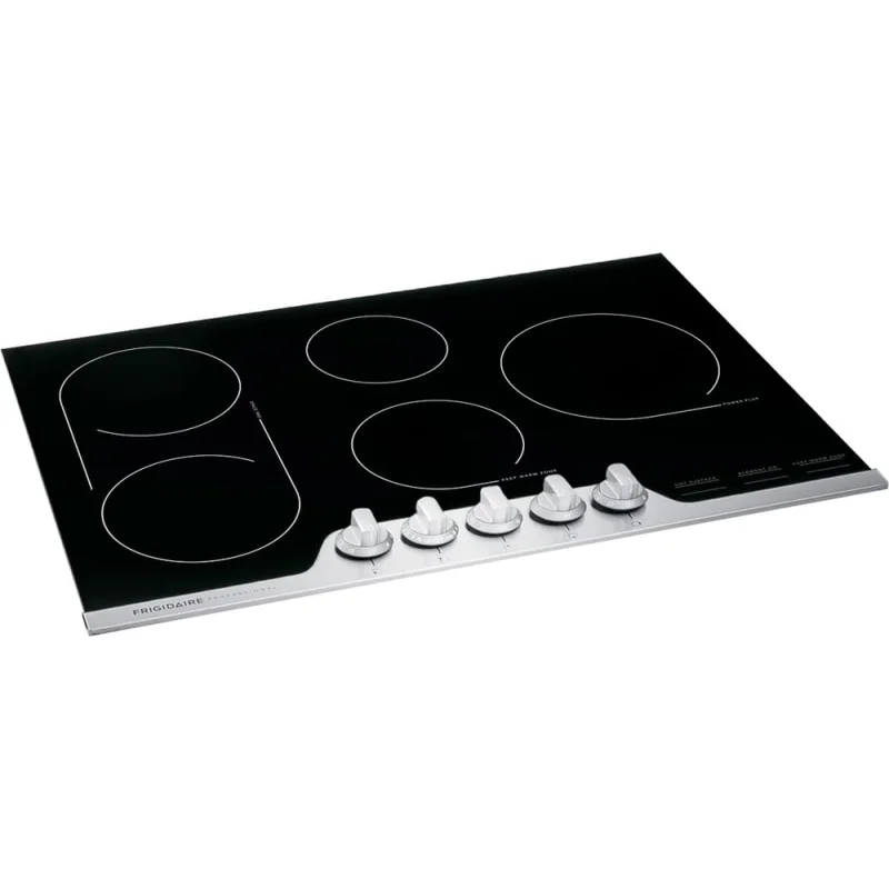 Frigidaire Professional 30 Inch Electric Cooktop, Ceramic Glass 5-Burner Flat Range with Stainless Steel Trim, FPEC3077RF