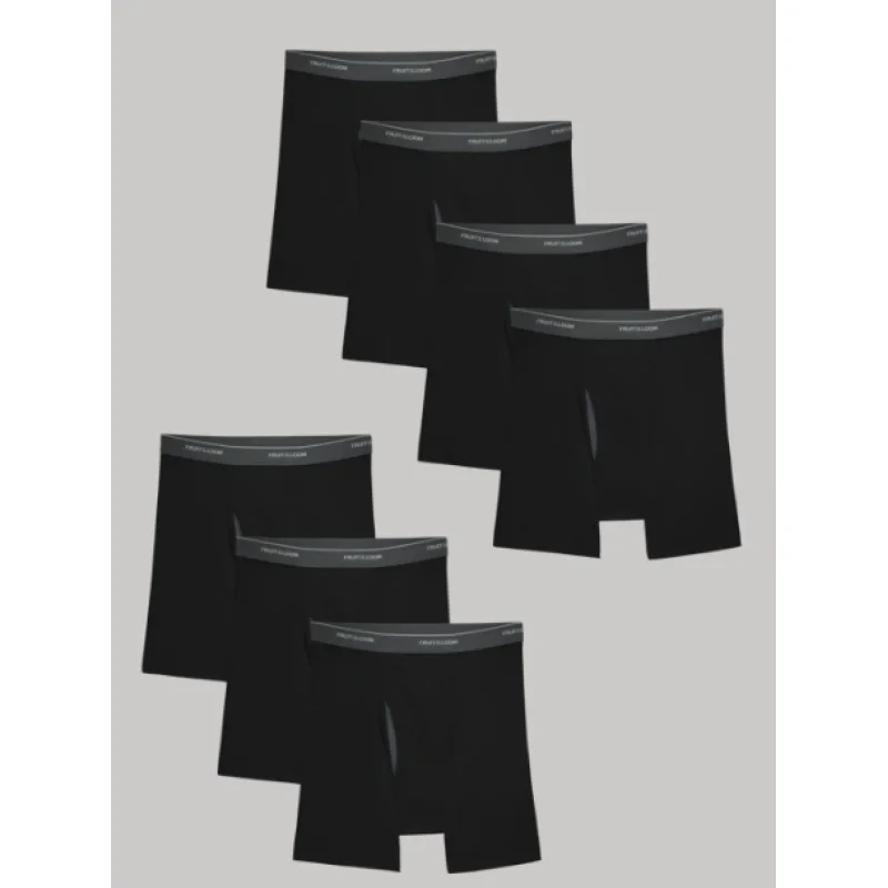 Fruit of the Loom Men's Eversoft CoolZone Fly Boxer Briefs 7-Pack (Black) Size XL