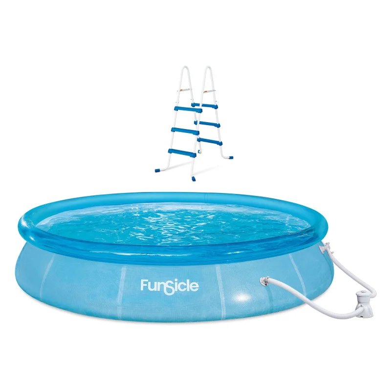 Funsicle 36 SureStep 3 Stair Pool Ladder w/ 12' x 30" QuickSet Inflatable Pool