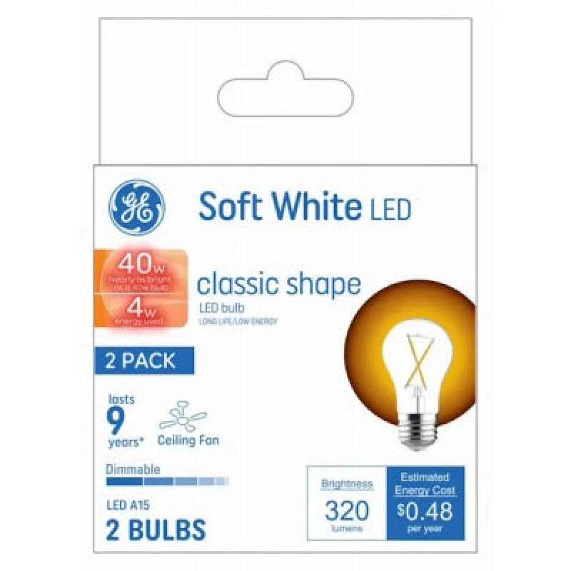 G E Lighting 93130351 Led A15 Fan Bulb 4W Clear 2 Pack
