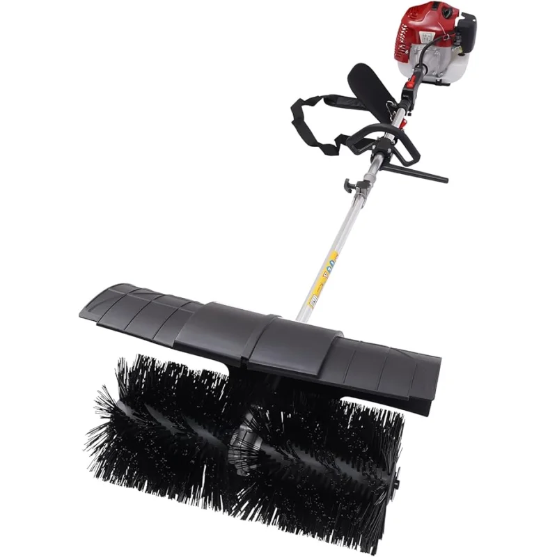 Gas Handheld Sweeper,Outdoor Hand Held 2-Stroke 52CC Gas Power Sweeping Broom, Walk Behind Handheld Cleaning Driveway Turf Artificial Grass Snow Clean Lawn Sweeper Cleaner Tools for Park