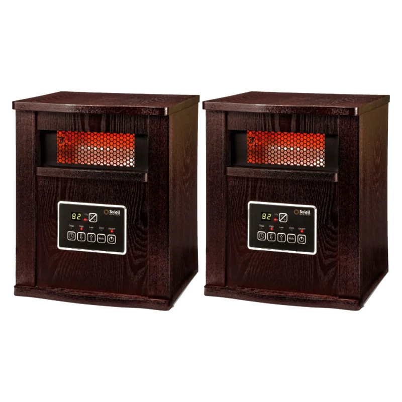 Geneva Industrial 2 Pack Infrared Quartz Wood Cabinet 3 Settings Space Heater