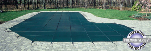 GLI Secur-A-Pool 18' x 36' Rectangle w/ 2' Offset Step Mesh Pool Safety Cover, Green
