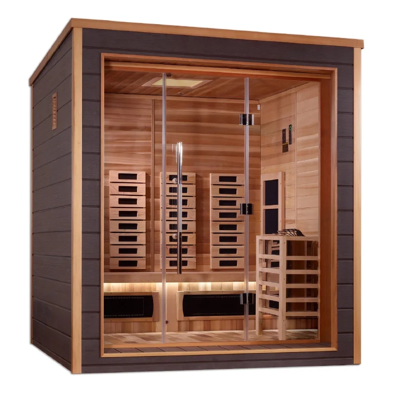 Golden Designs "Visby" 3-Person Indoor/Outdoor Hybrid SaunaFull Spectrum PureTech | GDI-8223-01