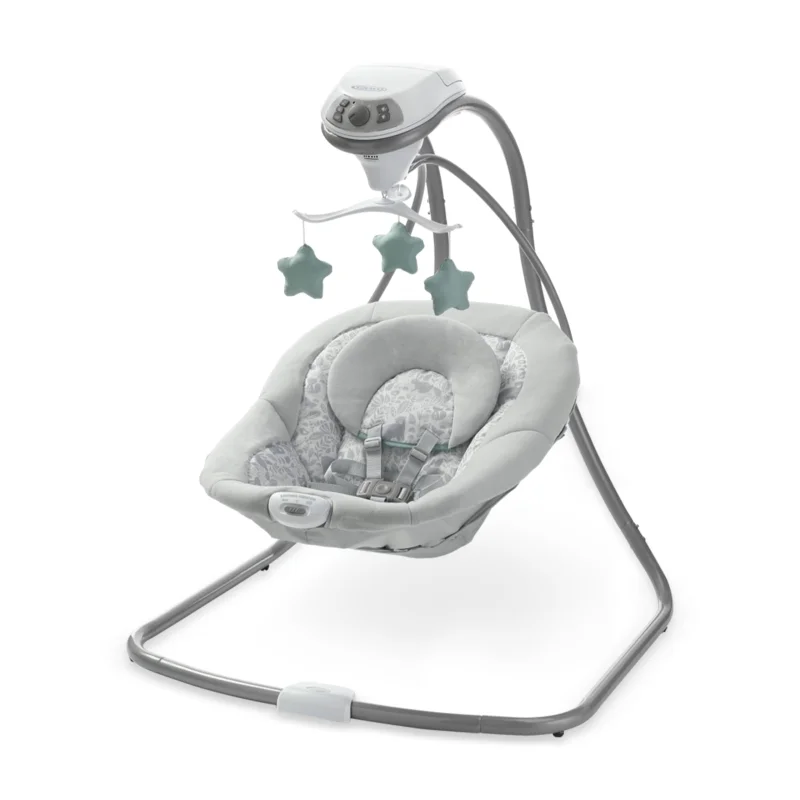 Graco Simple Sway Baby Swing, SidetoSide Motion, Infant Swing with 6 Speeds, Vibration, Ivy