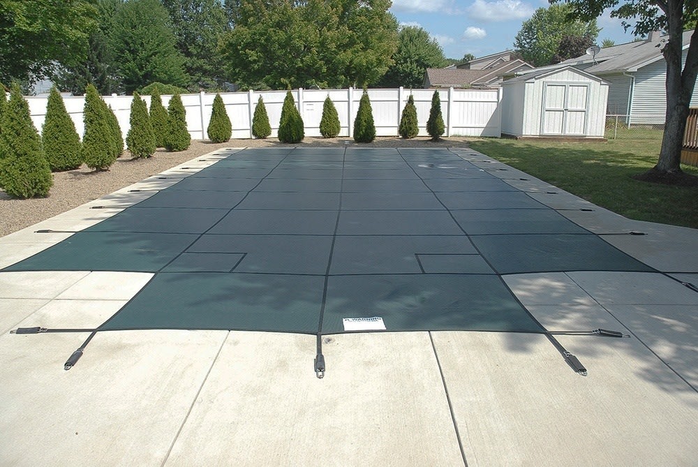 PoolTux 15'x30' Emperor Solid, Safety Cover, Center End Step, Green, 20 Yr. Warranty