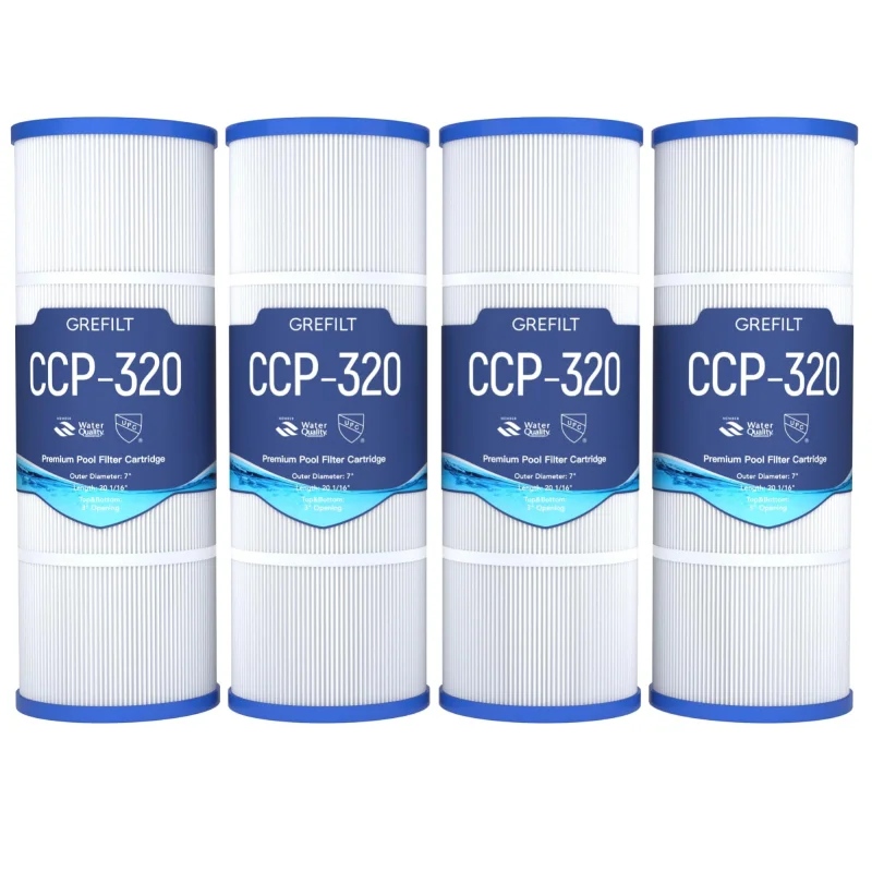 Grefilt 4-Pack CCP320 Pool Filter Cartridges, Compatible with Pentair Clean & Clear Plus 320, Replaces Pentair R173573, Pleatco PCC80-PAK4, 320 sq.ft