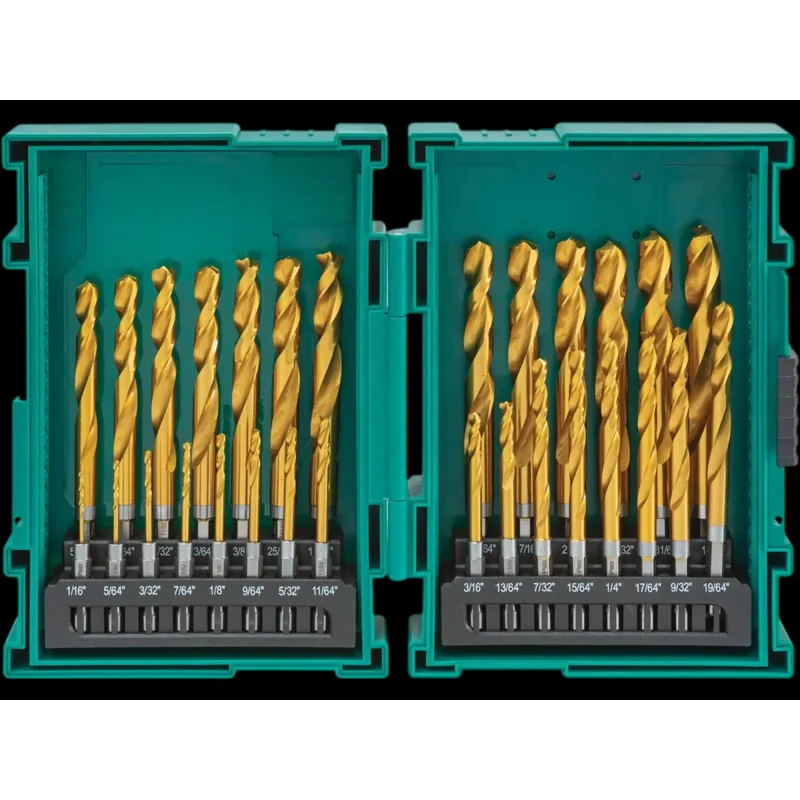 Grizzly T33841 Drill Bits PRO M2 HSS TiN-Coated Quick-Release Hex Shank Drill Bit Set 29 Pc New