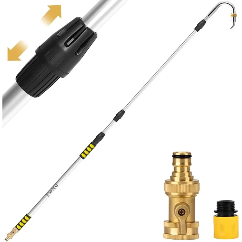 Gutter Cleaning Tools from Ground, 16FT Telescoping Pole (24FT Reach) - Heavy-Duty Zinc Alloy Head, 360 Spray Nozzle & Leak-Proof Kit/11