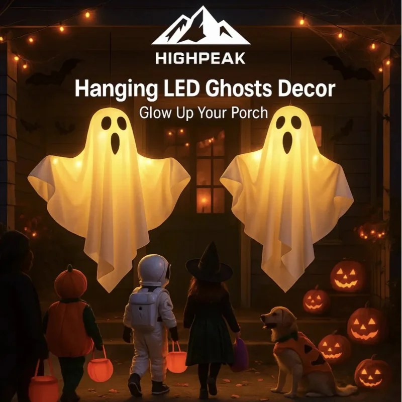 Hanging LED Ghosts Decor White