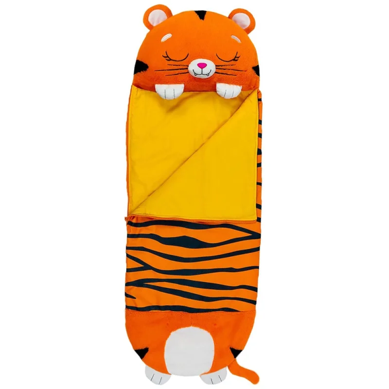 Happy Nappers Tiger Tobi 54 inch Plush Pillow & Sleepy Sack - Medium