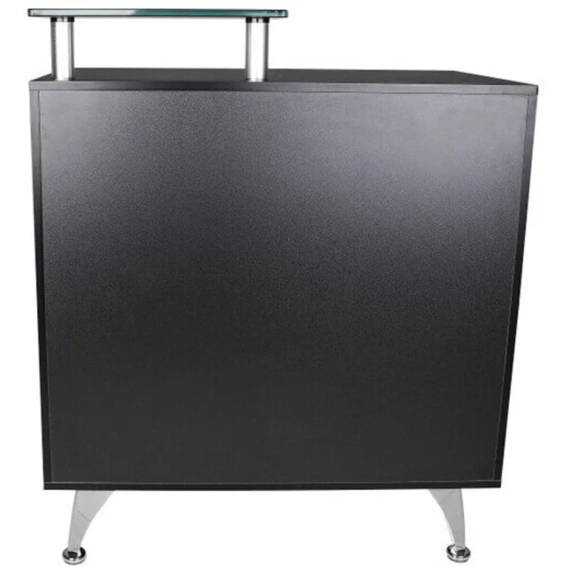 Harlow Glass-Topped Compact Reception Desk / Black Laminate by HANS Equipment