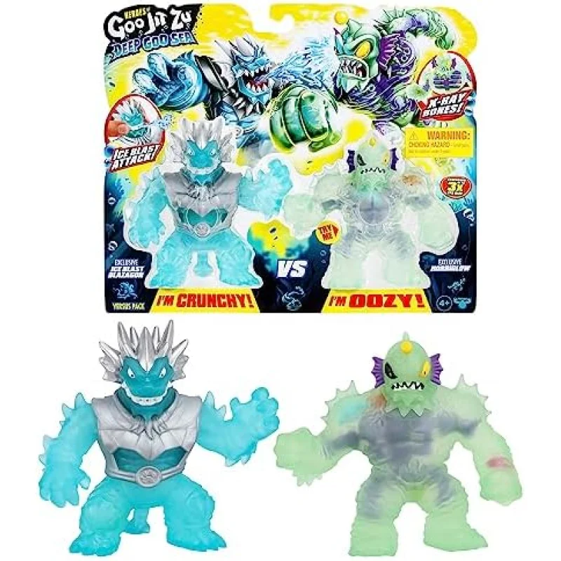 Heroes of Goo JIT Zu Deep Goo Sea Battle Pack - Exclusive Ice Blast Blazagon VS Horriglow Figures. Crunchy, Oozy Figures For Out-of-Pack Battles!