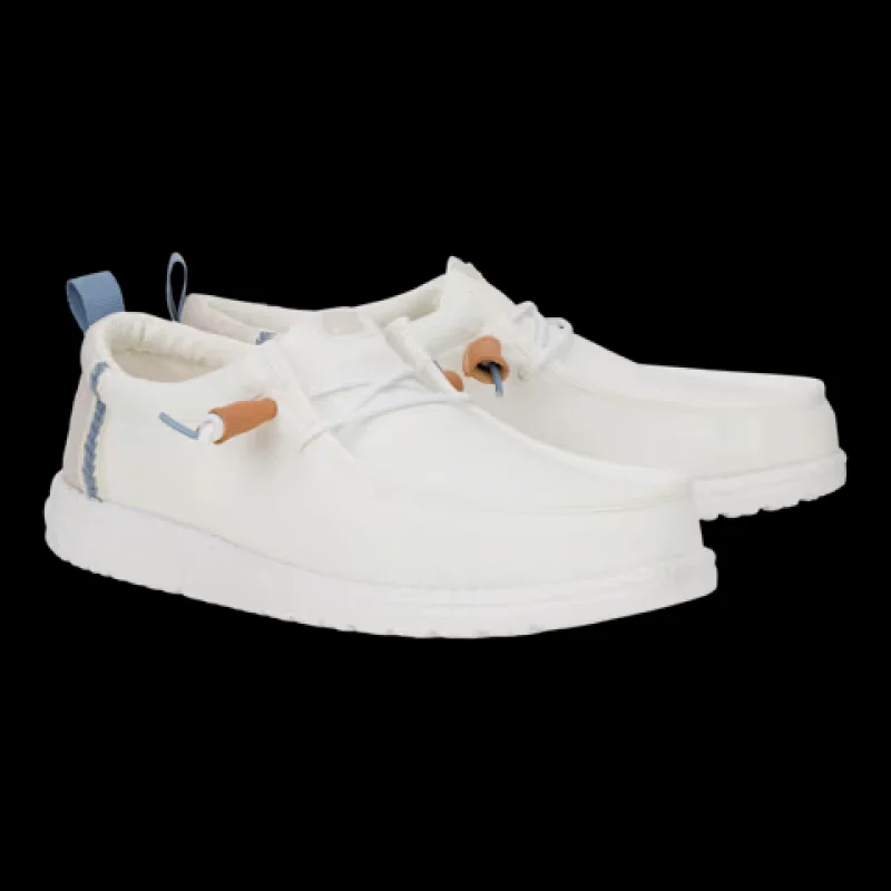 HEYDUDE Wally Craft Linen Shoe (White/Stone Grey) Size Men's 13
