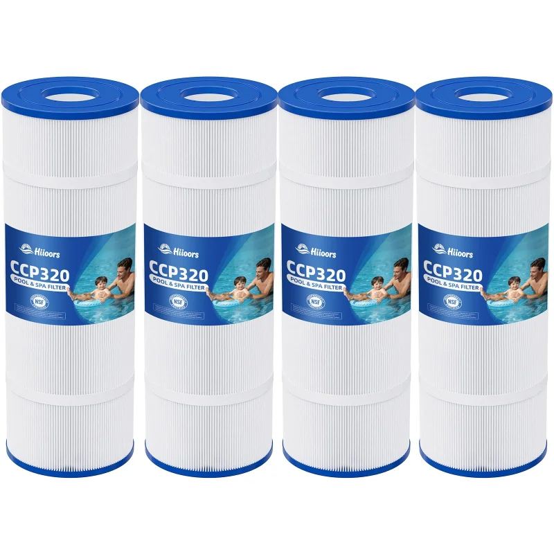 Hiioors CCP320 Pool Filter Cartridges 4 Pack, Compatible with Pentair Clean & Clear Plus 320, Replace Pentair R173573, Pleatco PCC80-PAK4, 160340, 320 sq.ft, Heavy Duty 5 oz+ Trilobal Fabric