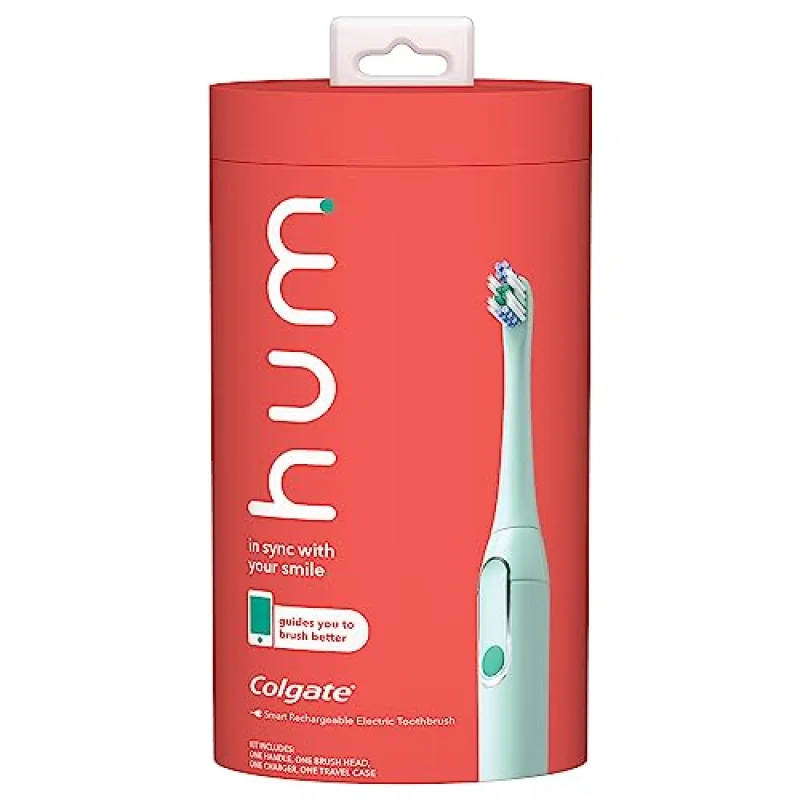 hum by Colgate Smart Electric Toothbrush Kit, Rechargeable Sonic Toothbrush with Travel Case & Bonus Replacement Brush Head, Teal(Discontinued/no refill heads available)