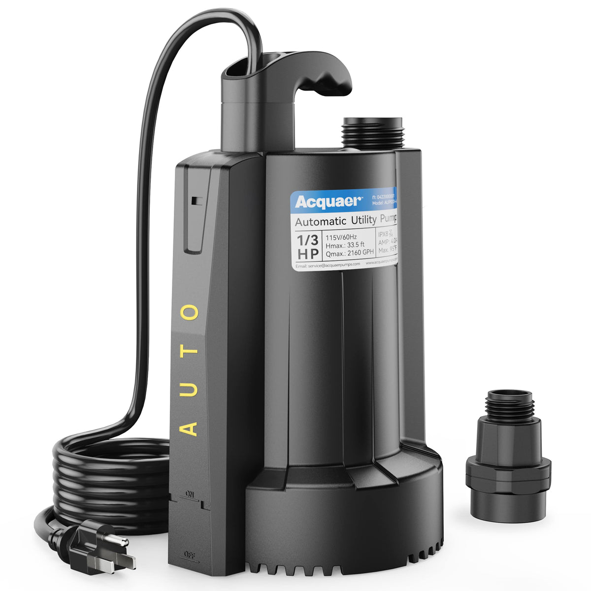 AUP033-6 1 /3 HP 115V Automatic Sump Pump, 2160 GPH