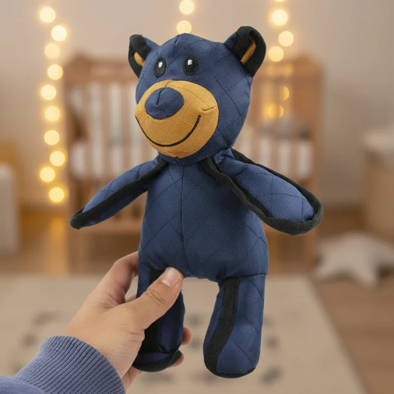 Interactive Plush Dog Bear Chew Toy with Reinforced Stitching for Engaging Play Blue
