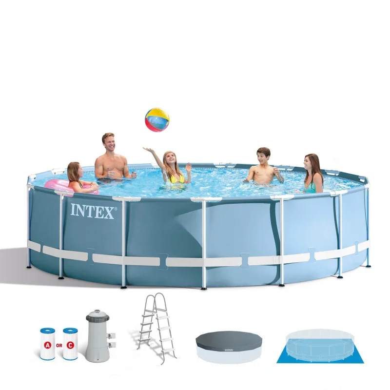 Intex 15'x48" Prism Frame Pool w/Ladder, Cover+Intex Inflatabull Float(Open Box)