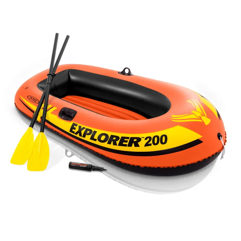 Intex Explorer 200 Inflatable 2 Person River Boat Raft Set with 2 Oars & Pump