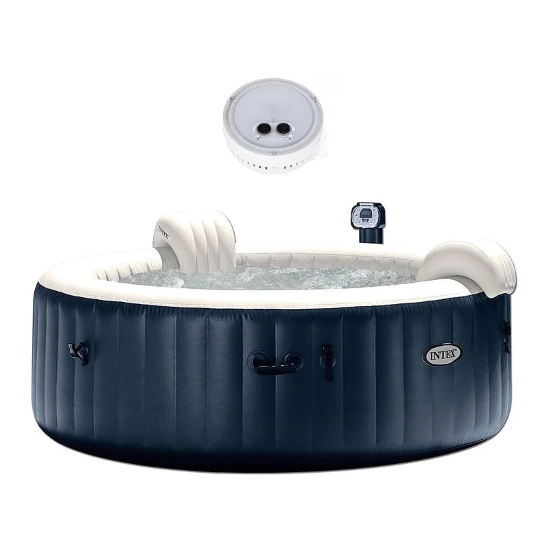 Intex PureSpa Inflatable Bubble Jets 6 Person Hot Tub and Battery LED Light