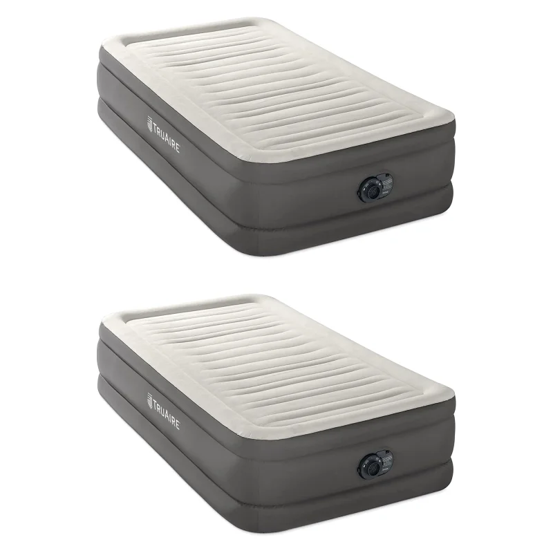 Intex TruAire Luxury Air Mattress w/ Fiber Tech & Built In Electric Pump, 2 Pack