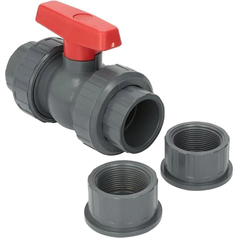 Jandy Heavy Duty HD Ball Valve, Double Union, 1.5" PVC, Gray