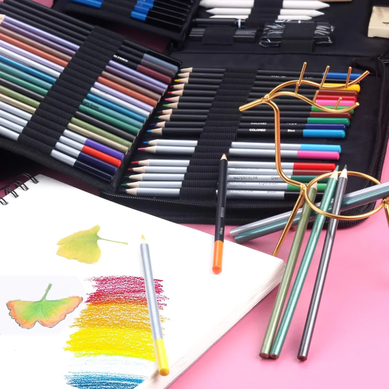 KALOUR 82 Pack Drawing Sketching Kit, Pro Art Supplies with Sketchbook, Include Tutorial,Colored, Graphite, Charcoal, Watercolor,Metallic & Pastel Pencils, Drawing Set for Adults Teens Beginner