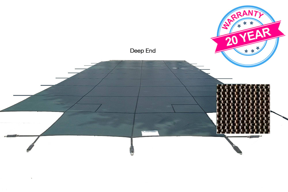 PoolTux 25' x 45' King99 Mesh, Center Step Safety Cover, Tan, 20 Yr. Warranty