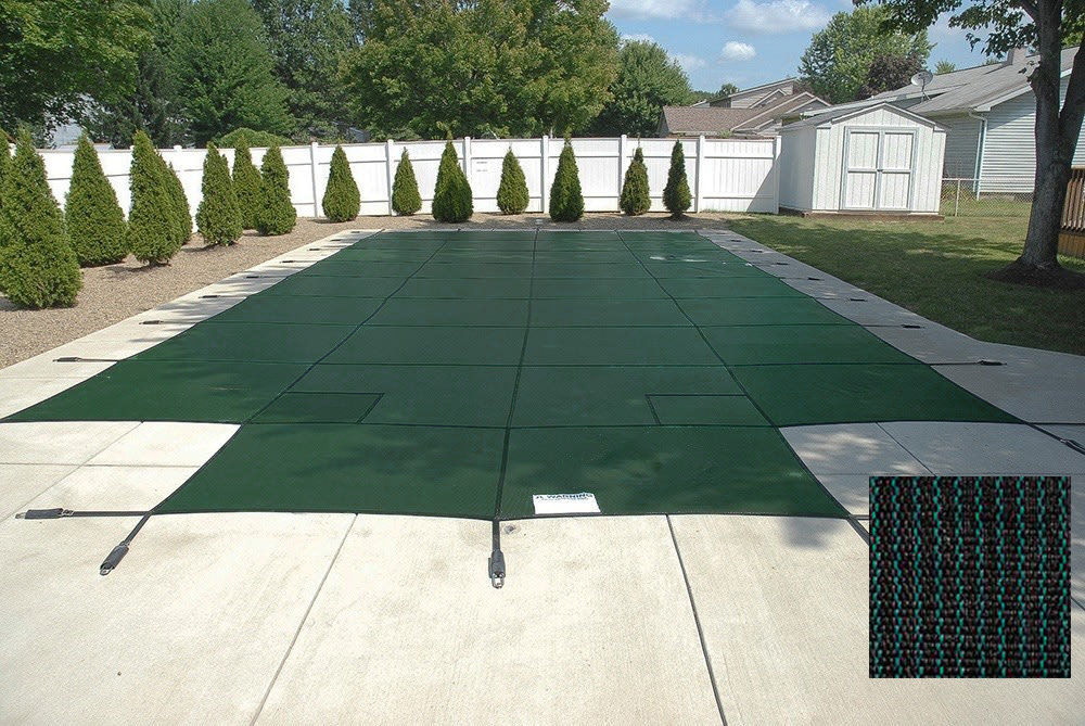 PoolTux 25'x45' King99 Mesh Center Step Safety Cover, Green, 20 Yr. Warranty