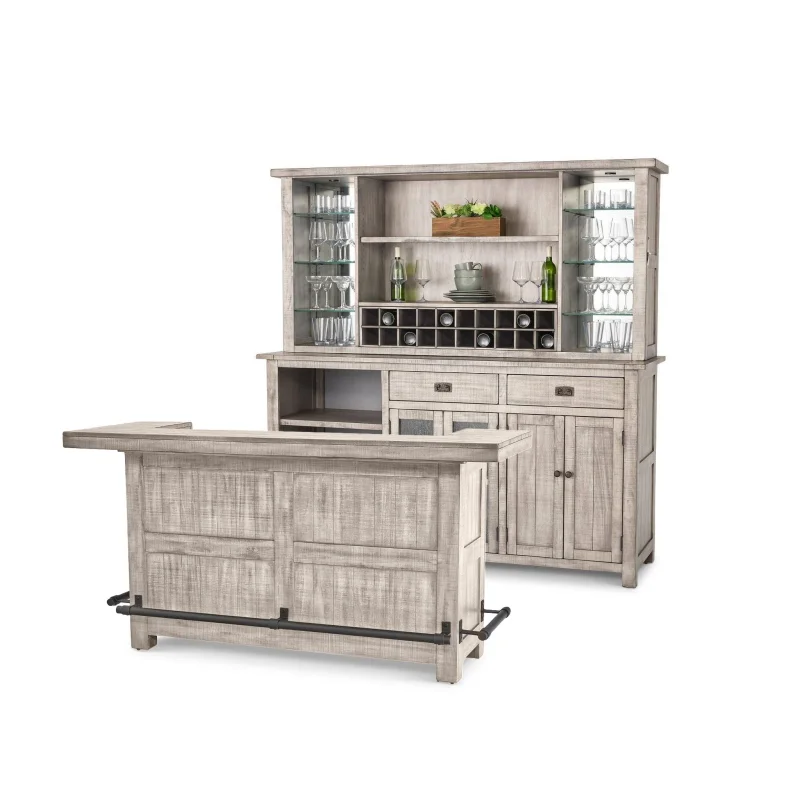 Kingston Bar and Hutch Set - Rustic Grey