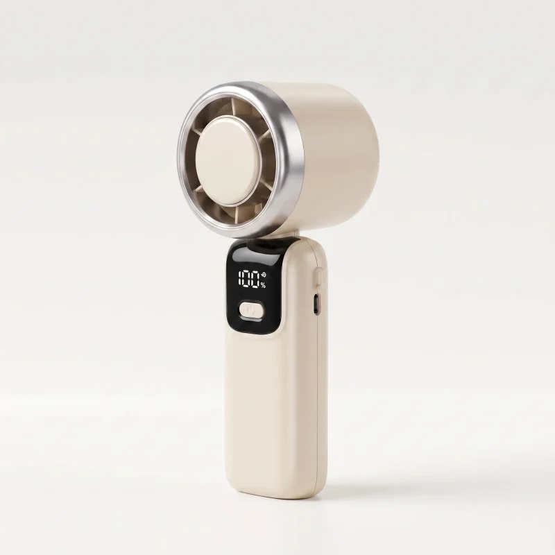 Klymar | Portable Handheld Fan with Integrated Cooling Plate | Adjustable Speed for Personalized Comfort Beige