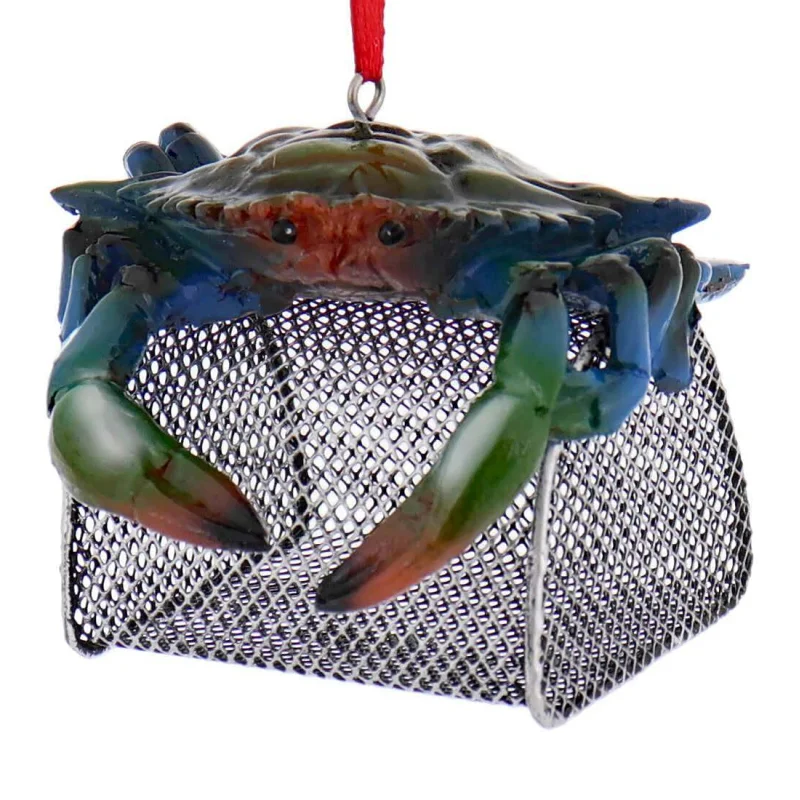 Kurt Adler Blue Crab with Wire Cage Ornament