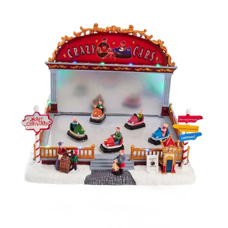 Kurt S. Adler Battery-Operated LED Light-Up Musical Bumper Cars Table Piece