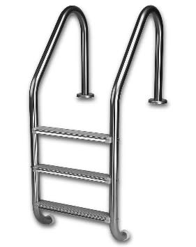 Inter-Fab 3 Step Economy Ladder with White High Impact Plastic Tread - Light Gray PC