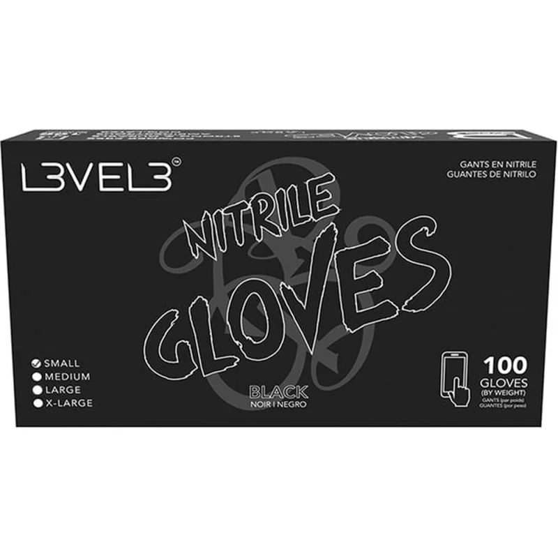 L3VEL3 Nitrile Black Gloves - LARGE / 100 Pack - 3.5 mil Thickness