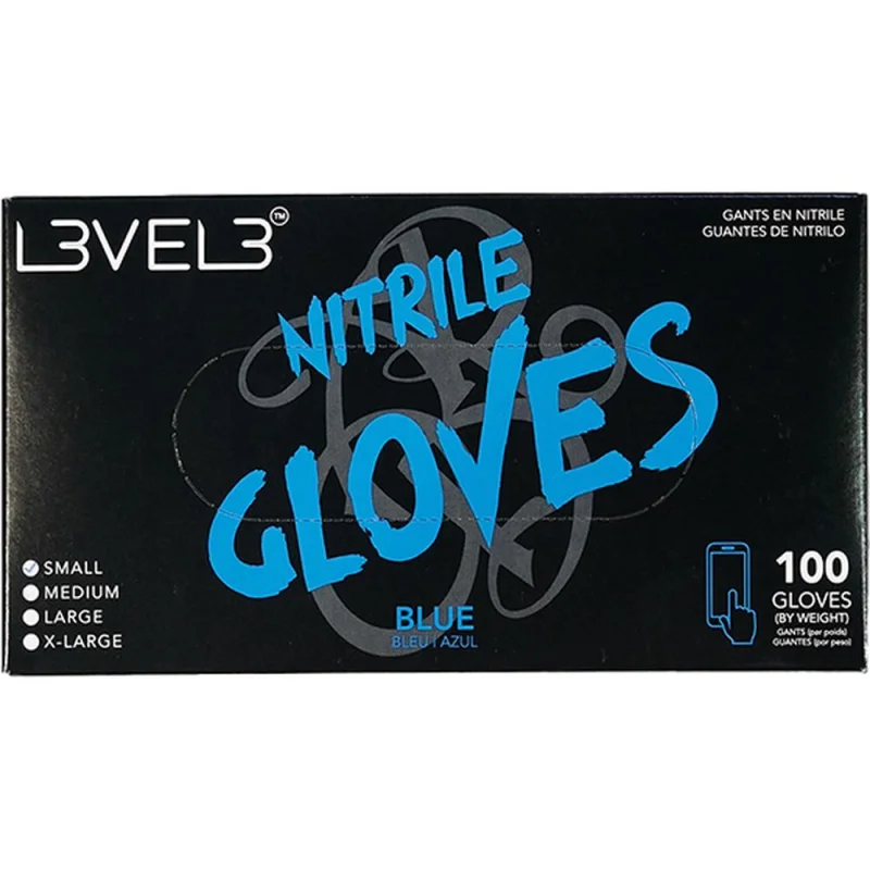 L3VEL3 Nitrile Blue Gloves - SMALL / 100 Pack - 3.8 mil Thickness