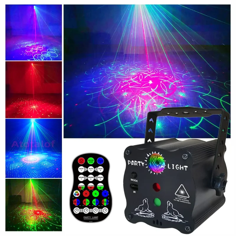 Laser Lights Show Projector - Sound Activated Strobe & Disco Ball DJ Lights for Christmas, Halloween, Glow Party Decor