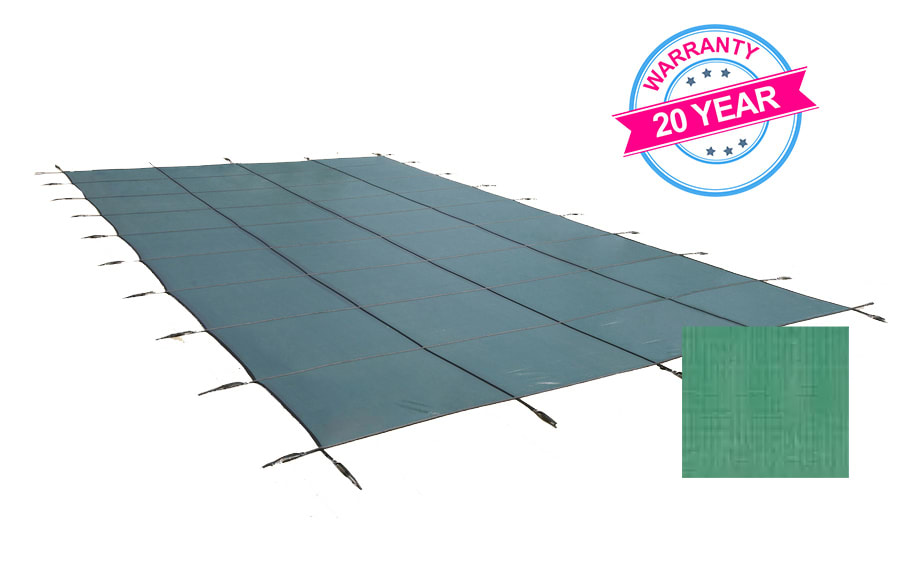 PoolTux 25'x45' King Light Weight Solid Rectangle Safety Cover, Green, 20 Yr. Warranty