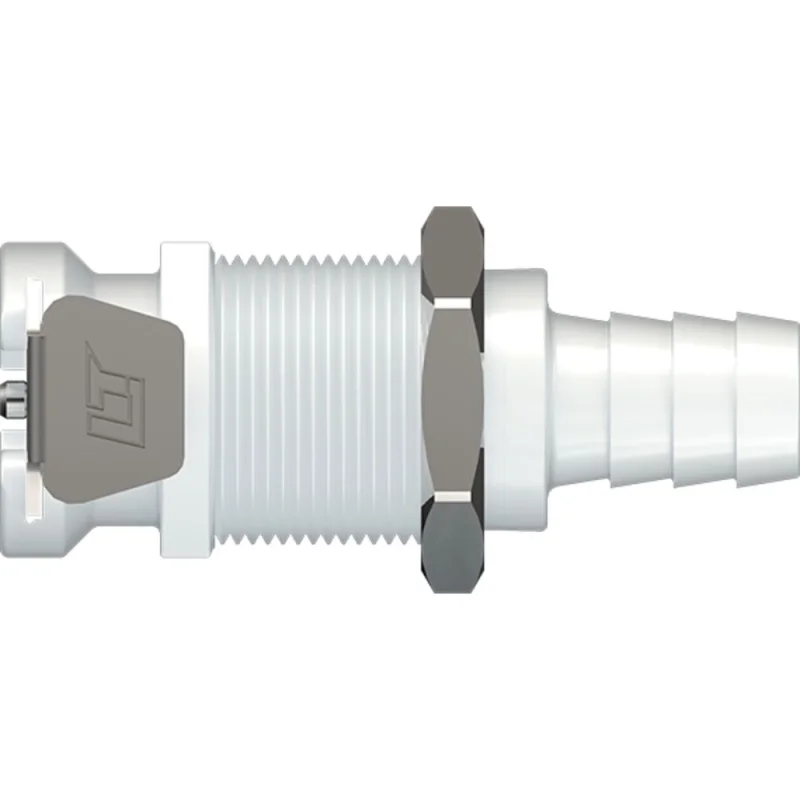 LinkTech 40AC Series Panel Mt. Female, Valved, 3/8" HB, Natural Acetal, Buna N