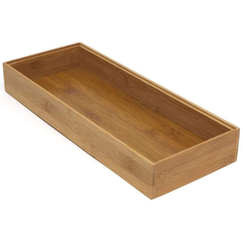 Lipper International 6 x 15 Inch Bamboo Wood Stacking Storage Organizer Box