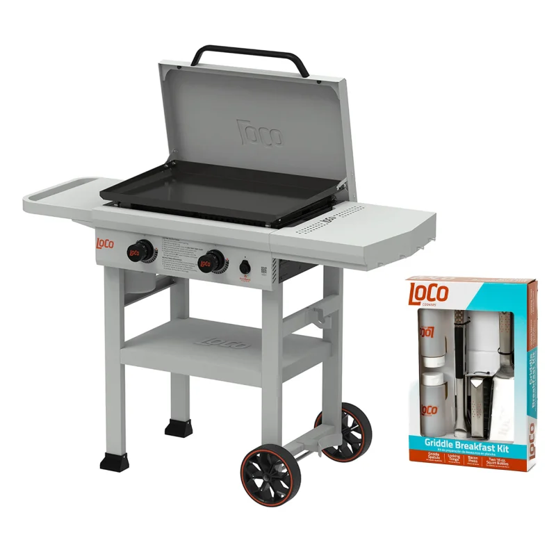 Loco Cookers 26" 2-Burner Classic Gas Grill and 5 Piece Griddle Accessory Kit