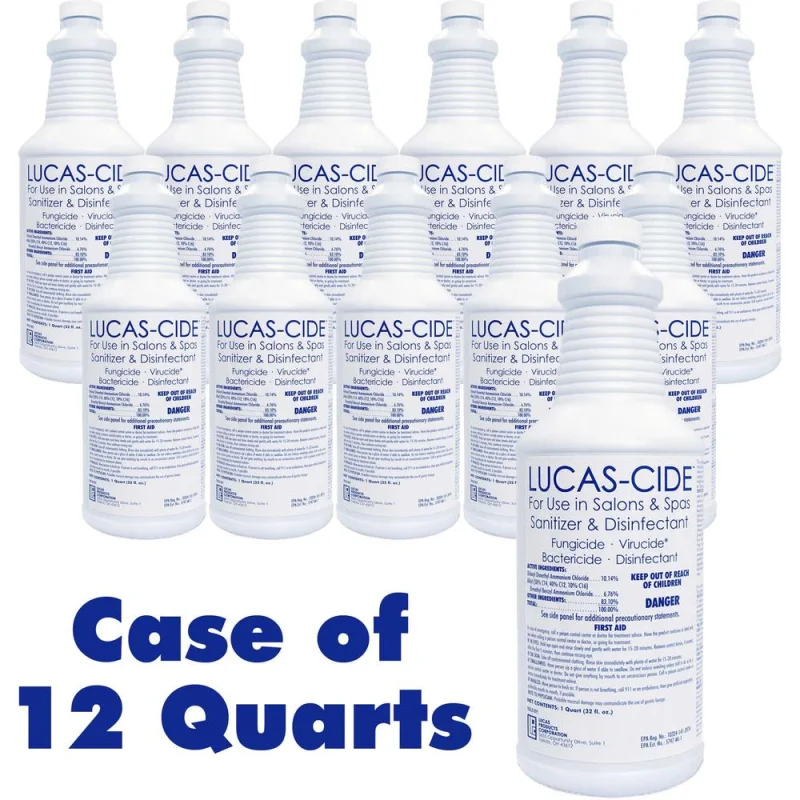 Lucas-cide Spa & Salon Sanitizer & Disinfectant / Blue Color / Case of 12 Quarts