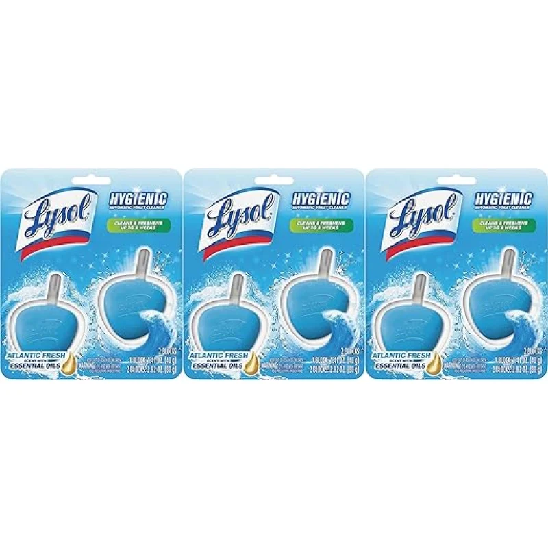 Lysol Hygienic Automatic Toilet Bowl Cleaner, Atlantic Fresh 2 ct (Pack of 3)