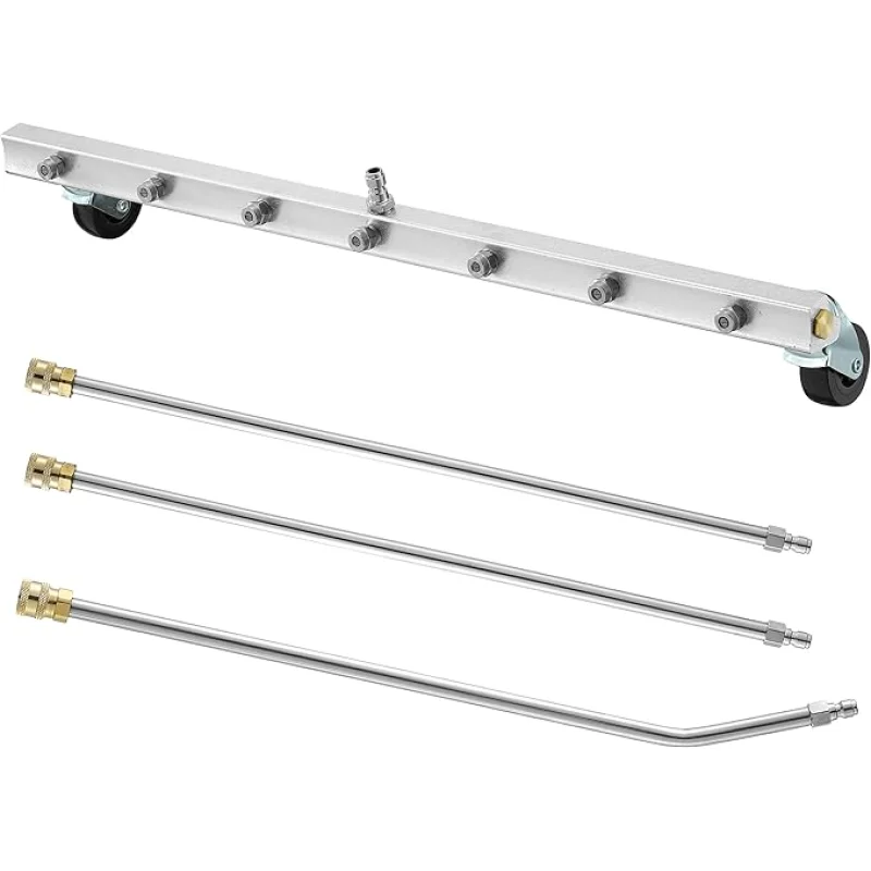 M MINGLE 24 Undercarriage Pressure Washer Attachment, Undercarriage Sprayer with 7 Nozzles, Under Car Washer with 3 Pieces Extension Wand, 4000 PSI