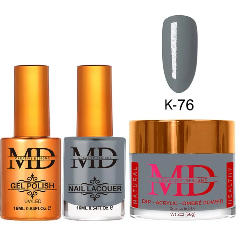 MD Nail 4-in-1 Combo - Gel Polish 0.54 oz. + Nail Lacquer 0.54 oz. Dip & Dap Powder - Dip/Acrylic 2oz. - #K076