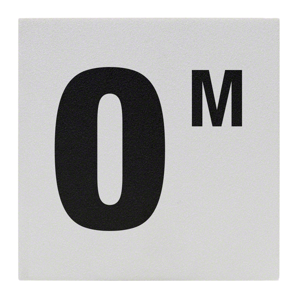 0 M Ceramic Skid Resistant Tile Depth Marker 6 Inch x 6 Inch with 4 Inch Lettering